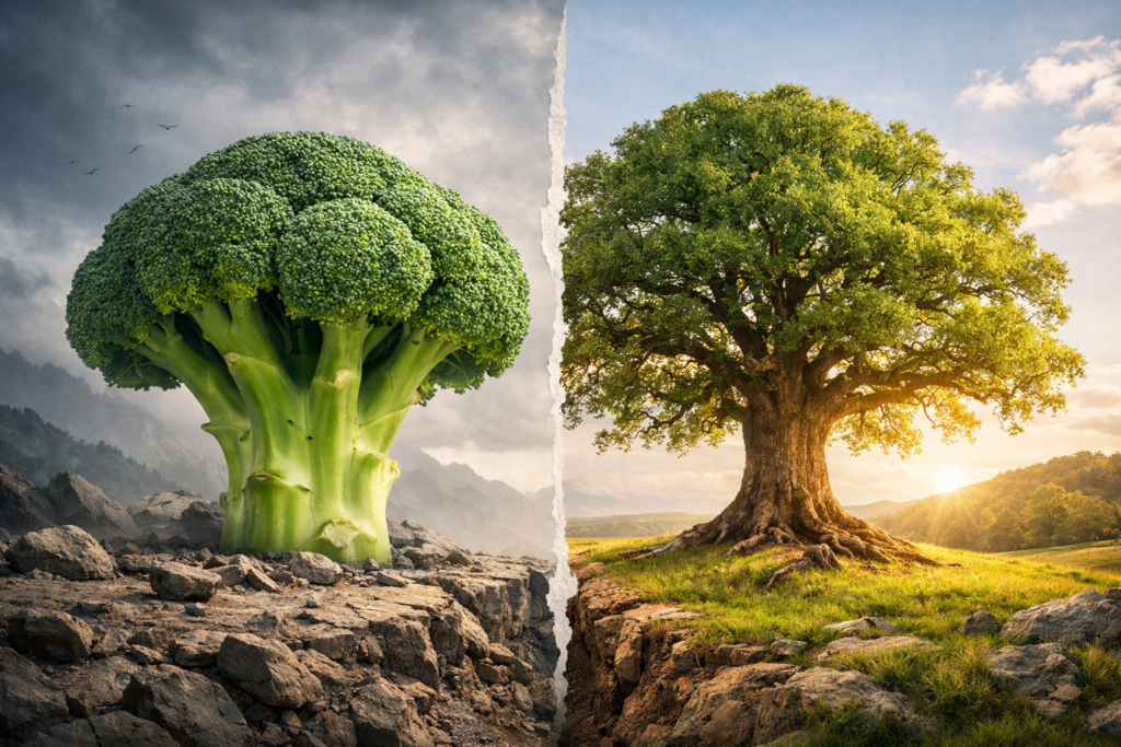 reset mental diferenta stejar vs broccoli mindset